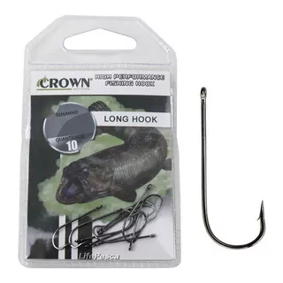 Anzol Crown Long Hook Black (perna Longa) Nº 4 - 10 Peças