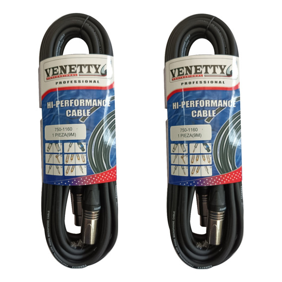 Set 2 Cables Microfono Xlr Canon 9m Venetty 750-1160