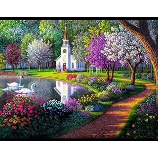 Kit Diamond Painting Pintura De Diamante - Paisaje Iglesia 9