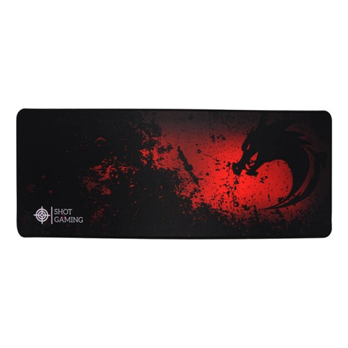 Mouse Pad Extendido Shot Gaming Gm75283 750x280x3 Mm Color Negro Diseño Impreso Dragon Rojo