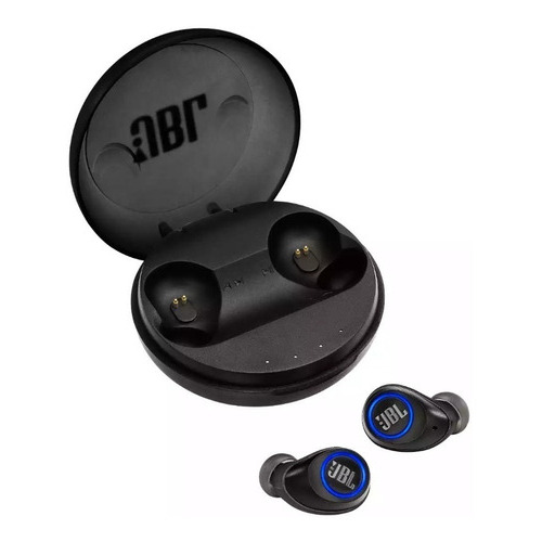 Fone de ouvido in-ear gamer sem fio JBL Free X JBLFREEX preto com luz LED