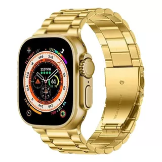 Relogio Smartwatch Ultra Gold 24 K Faz Chamadas Gps Nfc Cor Da Caixa Dourado