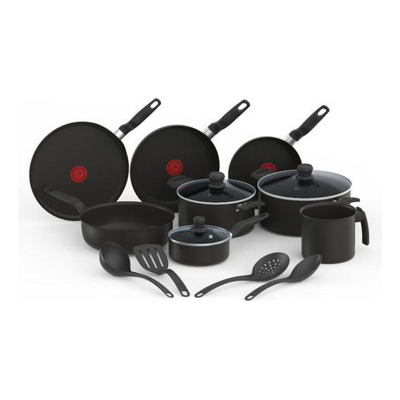 Batería De Cocina T-fal Vital 5819200 15 Piezas Color Negro