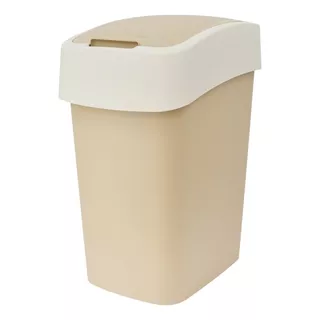 Cesto De Basura De Plástico Con Tapa 25lts Color Beige