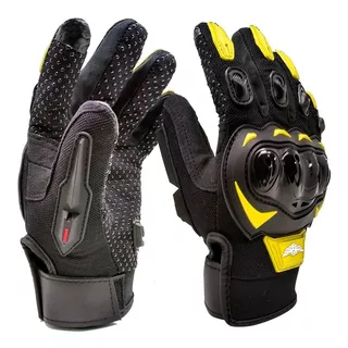 Guantes Motociclista Ironshield Ngo/amaril Touch Limpia Mica Color Negro/amarillo Talla G