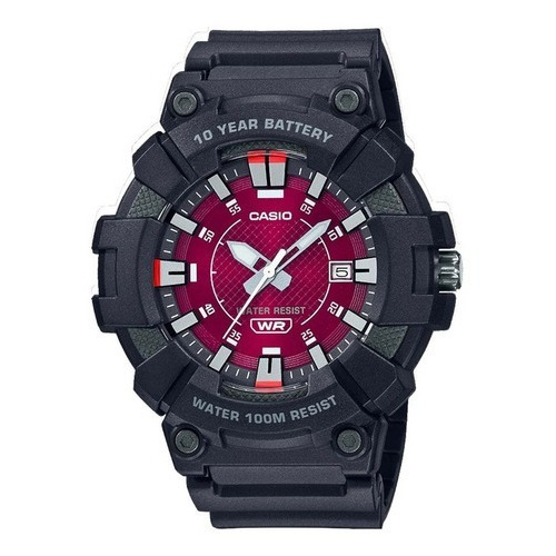 Reloj Para Hombre Casio Mw-610h-4avcf , 49mm Color de la correa Negro Color del bisel Negro Color del fondo Rojo