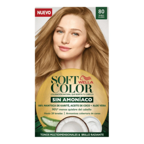 Kit Tinte Wella Professionals  Soft color Tinte de cabello tono 80 rubio claro para cabello