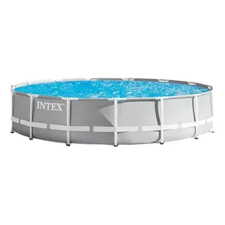 Alberca Estructural Redondo Intex 26723 Con Capacidad De 3861 Galones De 4.5cm De Largo X 4.5cm De Ancho De 15 Ft De Diámetro Gris