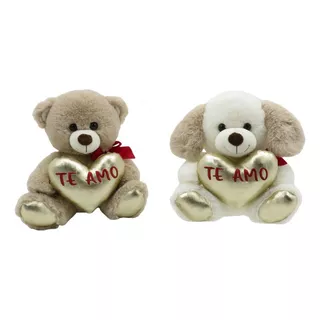 Peluche Oso Y Perro Con Corazón Te Amo 25,4cm Woody Toys