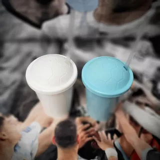Vaso Milkshake Con Tapa Pelota Y Sorbete Argentina X 20 Unid