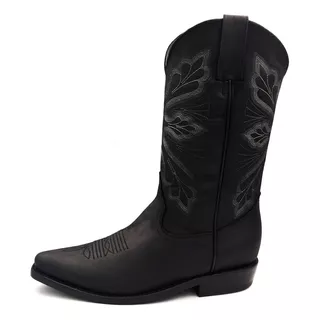 Botas Pistolero Crazy Negro Puntal Bajo