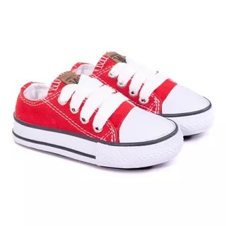 Zapatillas Para Bebe Stars Cordon Lona Rojo  Del 18 Al 26