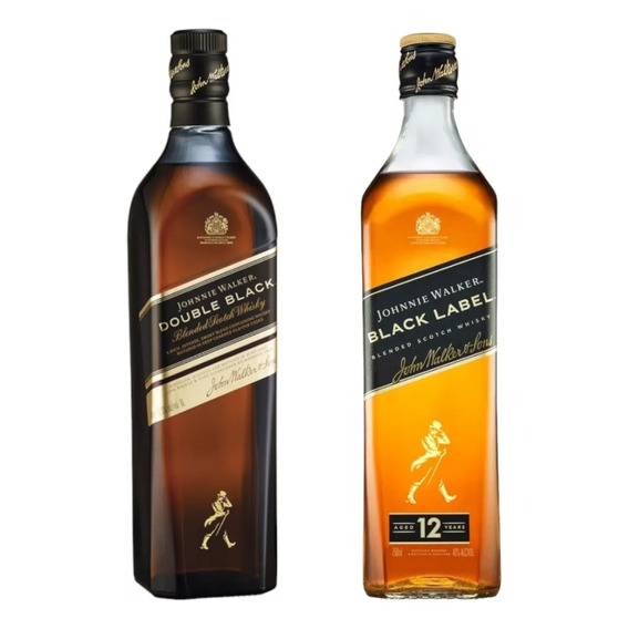 Whisky Johnny Walker Double Black 750ml + Black Label 750ml.