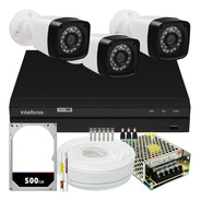 Kit Cftv 3 Cameras Segurança 1080p Full Hd Dvr Intelbras 4ch