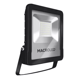 Reflector Led Macroled Pro 50w Ac100-240v Frio 6500k Ik08 Carcasa Negro Luz Blanco Frío