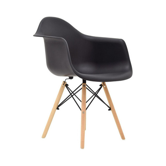 Silla Fija Bonno De Diseño Eames Con Brazo Negro