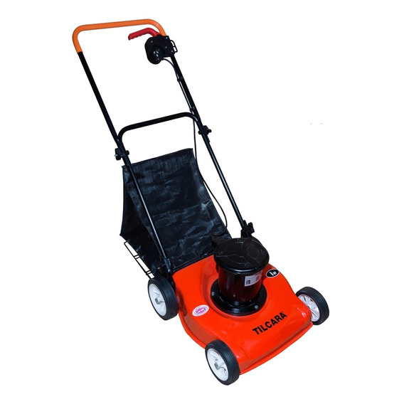 Cortadora de pasto eléctrica Tilcara R-392 con bolsa recolectora de 0.5 hp y 220V color rojo/negro