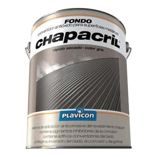 Convertidor exterior Plavicon Chapacril para metálicas color gris 4L