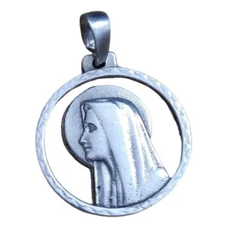 Medalla Virgen María Plata, Redonda 29mm. 