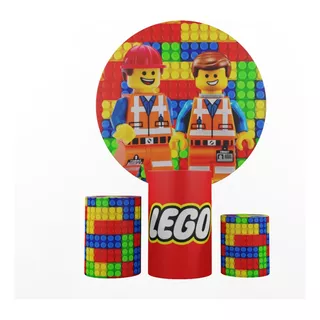 Painel Redondo Lego + Trio Capas De Cilindros Cor Vermelho