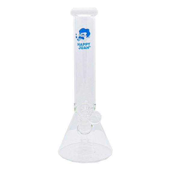 Bong De Pyrex Grueso Mediano Clásico Atrapahielo Happy Juan Color Blanco