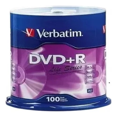 Disco Dvd+r Verbatim 4.7gb 16x Campana C/ 100 Piezas