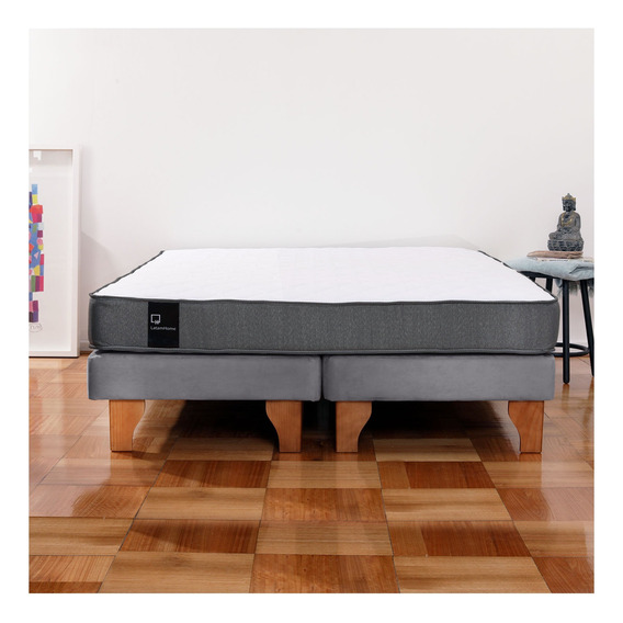 Cama Europea Zen Best Tela Velvet Gris 2pza