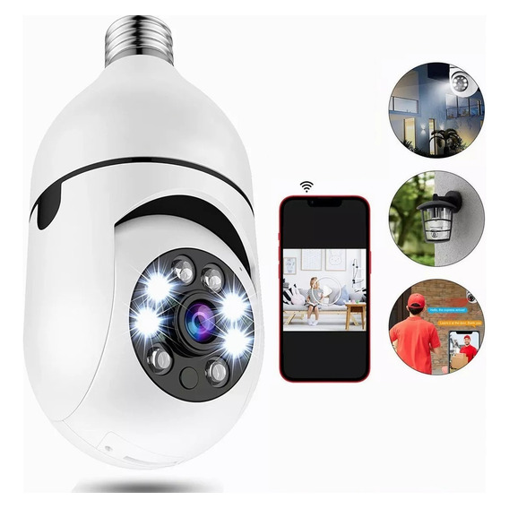 Camara Wifi Ip De Seguridad Bombillo Full Hd 360º Domo Ptz