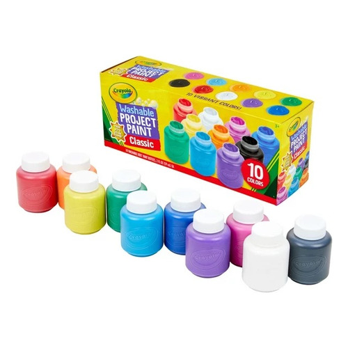 Tempera Escolar Crayola Lavable Para Niños 10 Colores