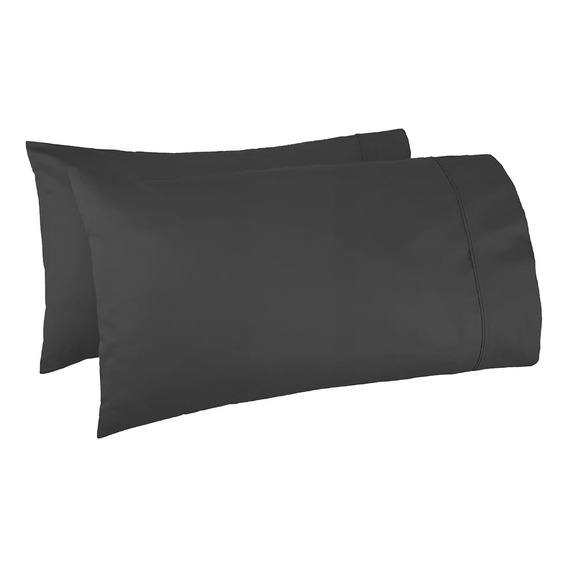 X2 Fundas Para Almohadas De Microfibra 70x50 Color Negro Liso