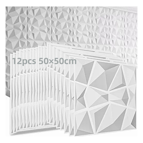 Panel 3d Decorativo 50x50cm Blanco Parede Con Adhesivo 12pz