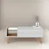 Mesa De Living 1 Cajon Rieles Metalicos Estante De Vidrio Marrón
