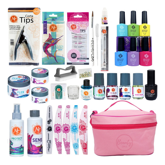 Kit Profesional Uñas Acrilicas Mc Nails + 6 Geles De Color