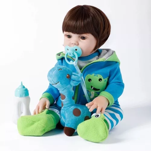 Boneca Bebê Reborn Realista de Silicone NPK 48cm e Girafinha - USA