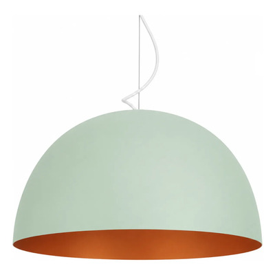 Ccolgante Campana 55cm Verde Pastel/cobre Apto Led  Blanco/cobre