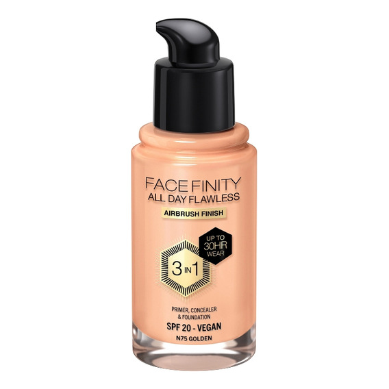 Base de maquillaje líquida Max Factor FaceFinity All Day Flawless tono n75 golden
