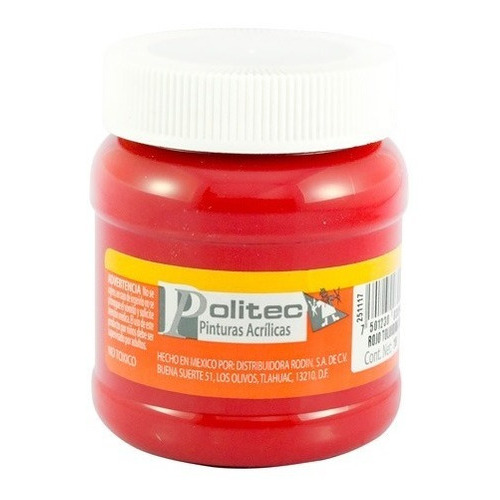 Pintura Acrilica Politec 250 Ml Acrilico Colores A Escoger Color Rojo Toludino 309