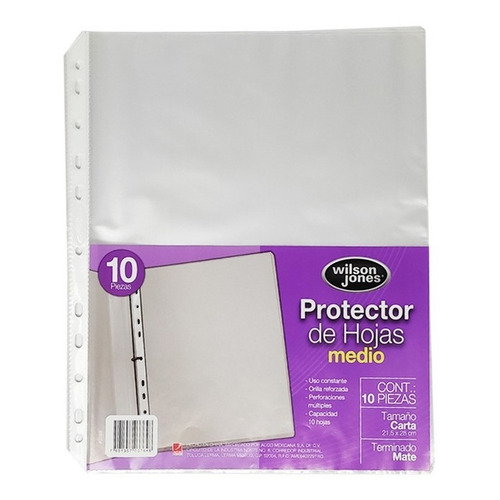 Protector De Hojas Medio Wilson Jones Tamaño Carta 10 Piezas