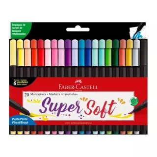 Marcadores Faber Castell Super Soft 20 Colores Punta Pincel