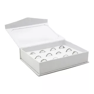 Set 12 Anillos Acero Modelos Varios Ajustables Caja Blanca