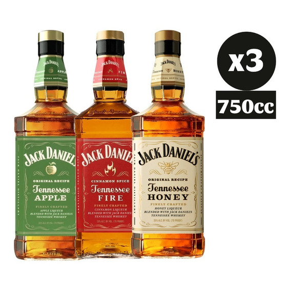 Pack 3x Whisky Jack Daniels Variedades 750cc Whiskey Bourbon