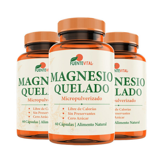 Magnesio Quelado Pack 3 Unidades 180 Cápsulas