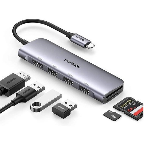 Adaptador Usb C 6 En 1 Multipuerto Ugreen Hub Usb C Hdmi 4k 