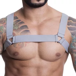 Harness Masculino Em Elástico Cinza Com Triângulo