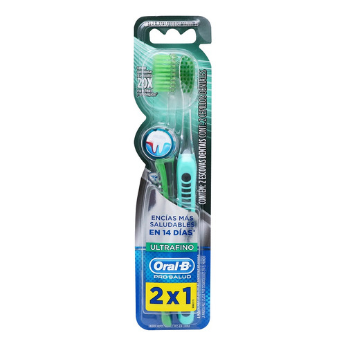 Cepillo de dientes Oral-B Pro-Salud Ultra Fino suave pack x 2 unidades