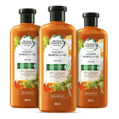 Shampoo Herbal Essences Bio Golden Moringa Oil  400ml X3