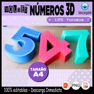 Moldes Números 3d Editables Imprimibles A4 + 125 Papeles Dig