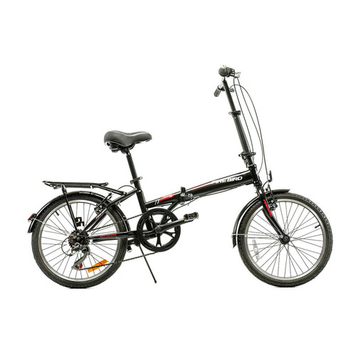 Bicicleta urbana plegable Fire Bird   R20 6v frenos v-brakes cambios Shimano Tourney TZ400 y Shimano TZ20 color negro con pie de apoyo  