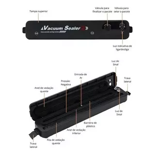 Embaladora A Vácuo Profissional Potente Automática Seladora Cor Preto 110v/220v