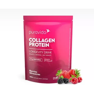Suplemento Em Pó Pura Vida Premium Collagen Protein Colágeno Em Saco De 450g